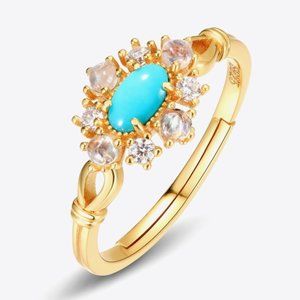 Turquoise and Moonstone Adjustable Ring For Women